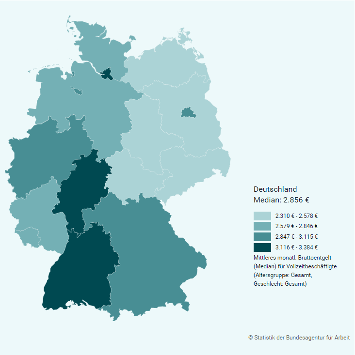 Gehalt für Steuerfachangestellte im deutschlandweiten Durchschnitt
